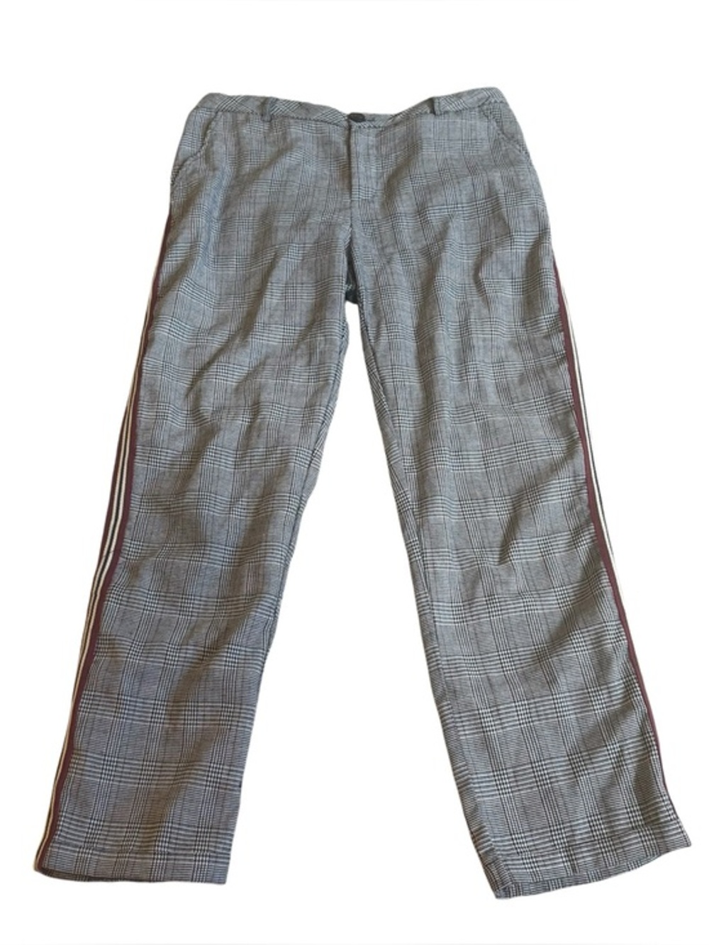 Hem & Thread Plaid Side Stripe Pants Preppy Academia Trouser Large